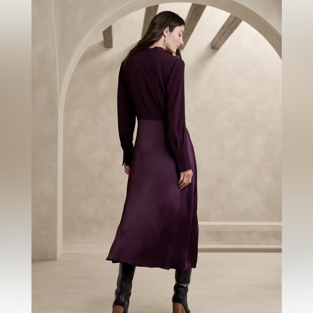 New! BANANA REPUBLIC Susana Midi Dress, in Stone Wash, size 14 🎁 - Picture 3 of 7